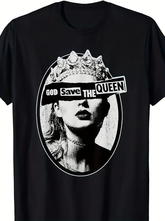 High-Quality God Save The Queen Graphic T-Shirt - Men's Comfortable Casual Wear, 100% Cotton, Short Sleeve, Striking Design, 220g - Perfect for Everyday Wear