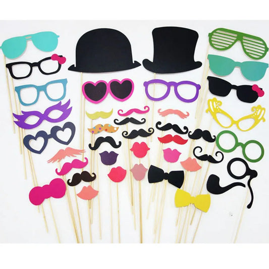 Photo Booth Props Cute Funny Fun DIY Mask Glasses Mustache Lip On A Stick Photo Booth Props Birthday Wedding Party Supplies