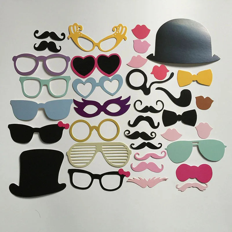 Photo Booth Props Cute Funny Fun DIY Mask Glasses Mustache Lip On A Stick Photo Booth Props Birthday Wedding Party Supplies