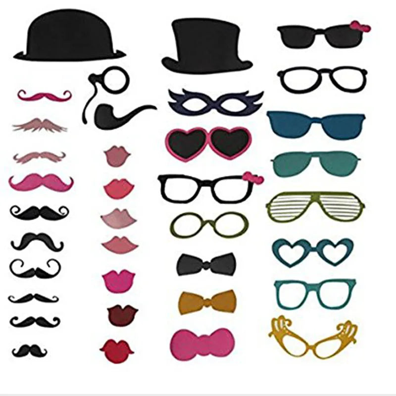 Photo Booth Props Cute Funny Fun DIY Mask Glasses Mustache Lip On A Stick Photo Booth Props Birthday Wedding Party Supplies