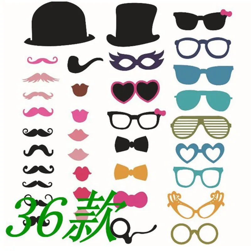 Photo Booth Props Cute Funny Fun DIY Mask Glasses Mustache Lip On A Stick Photo Booth Props Birthday Wedding Party Supplies