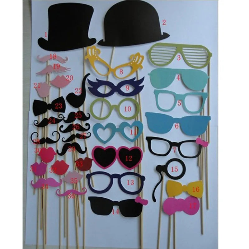 Photo Booth Props Cute Funny Fun DIY Mask Glasses Mustache Lip On A Stick Photo Booth Props Birthday Wedding Party Supplies