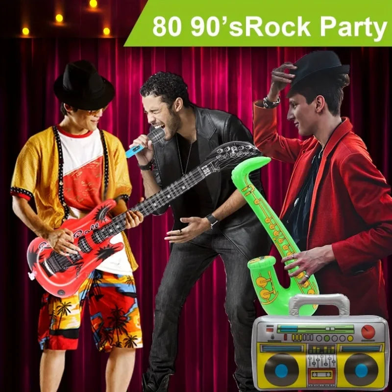 Inflatable Rock Star Party Favor Inflatable Boom Box Mobile Phone Guitar Party Props for Party Decorations Balloon