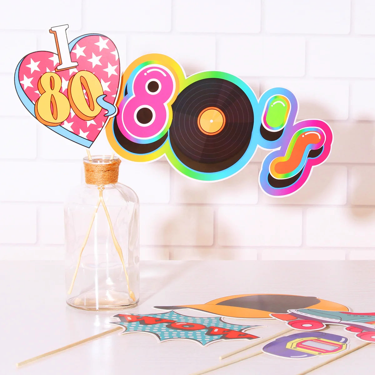 Party Photo Props Booth Decorations 70s 80s 90s Birthday Theme Accessory  Decoration Supplies