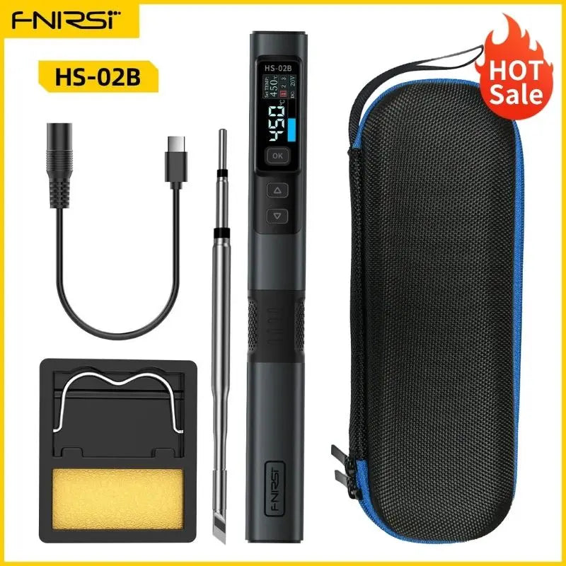 FNIRSI HS-02 Smart Electric Soldering Iron PD 100W Adjustable Constant Temperature Fast Heat Portable Soldering Iron Station Kit