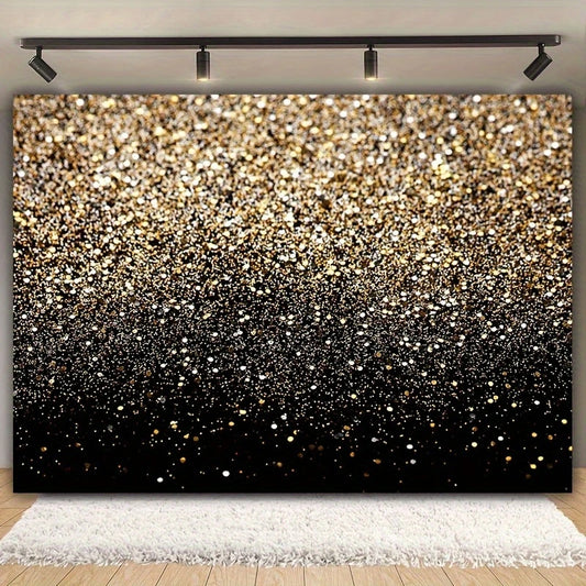 Luxurious Vintage Black & Gold Spotted Vinyl Backdrop - Chic, Durable & Perfect for Photography