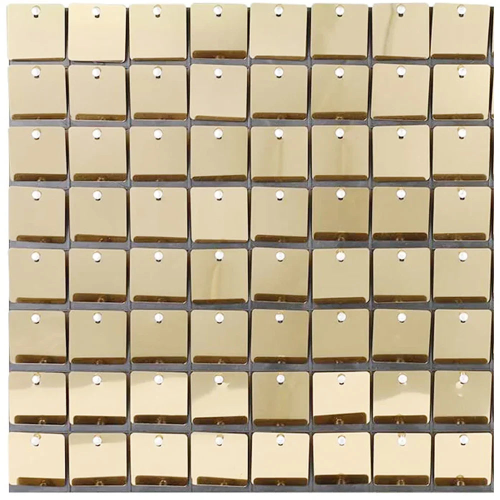 Glitter Sequins Background Wall Panel Gold Square Transparent Snap Panel Wedding Birthday New Year Party Decoration