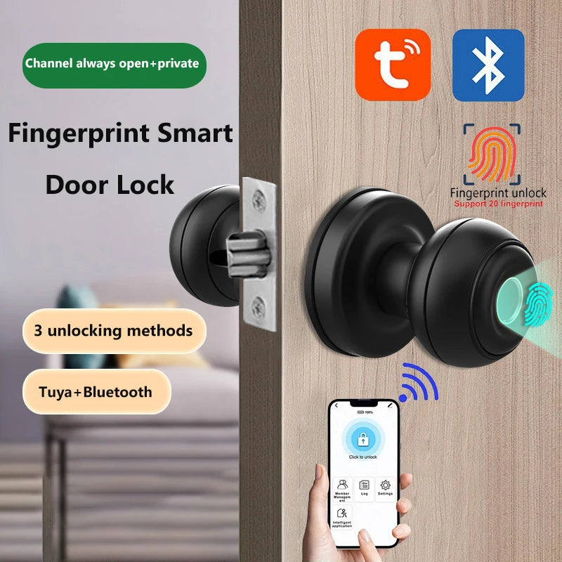 Tuya Smart Door Lock Smart Home Biometric Fingerprint Lock Bluetooth APP Control Electronic Locker Keyless Security Protection