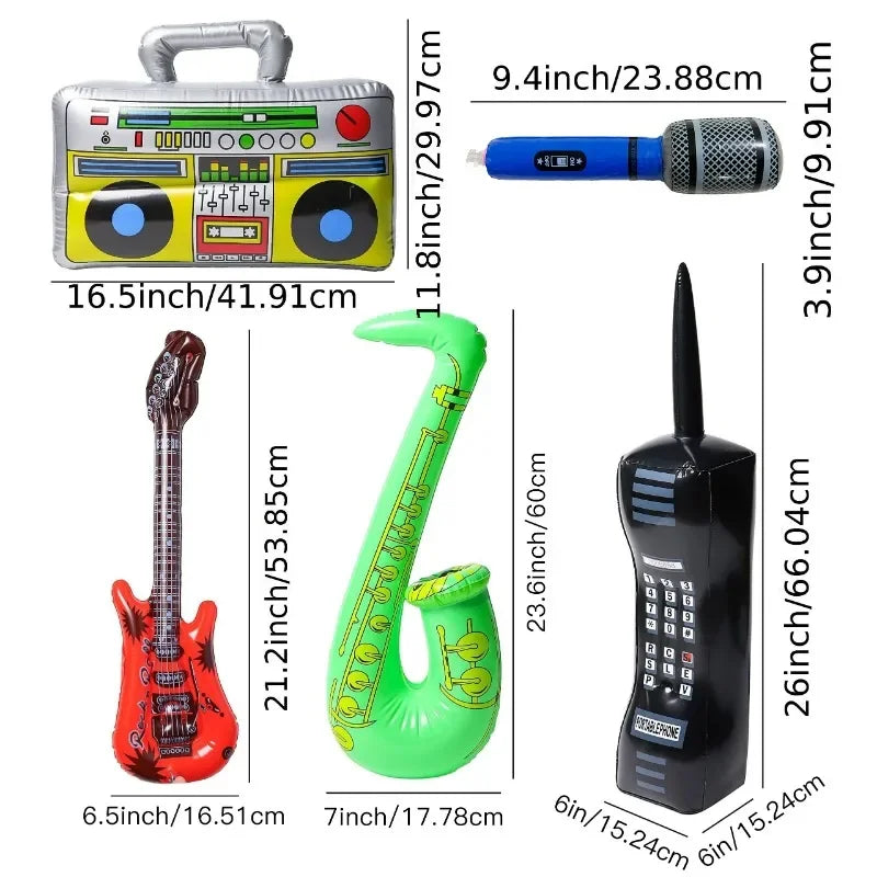 Inflatable Rock Star Party Favor Inflatable Boom Box Mobile Phone Guitar Party Props for Party Decorations Balloon