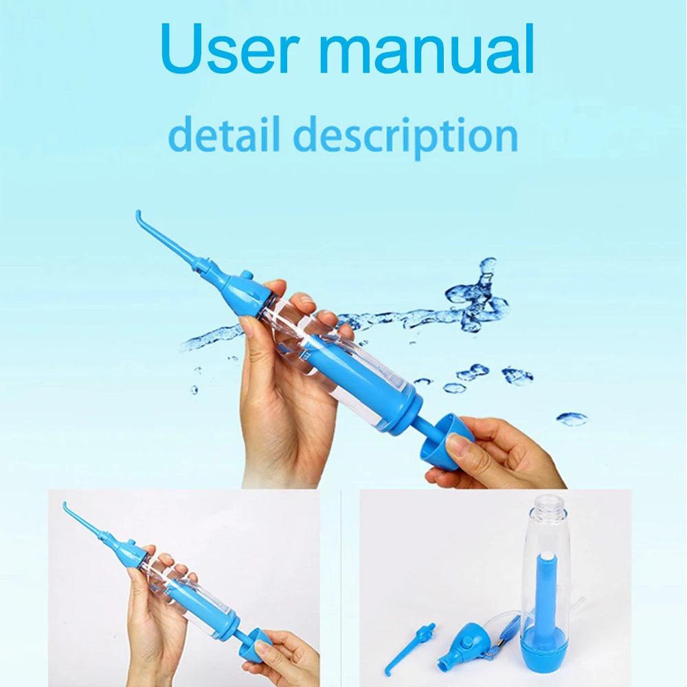 Portable Mouthwash Oral Irrigator Manual Inflatable Water Jet Dental 70ml Tank No Electric Travel Dental Irrigator Water Flosser