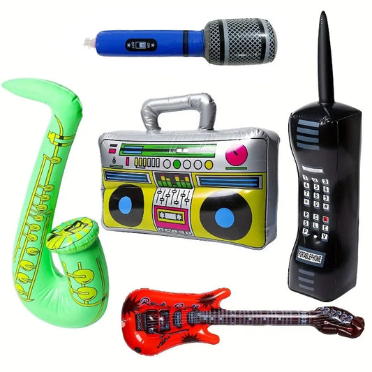 Inflatable Rock Star Party Favor Inflatable Boom Box Mobile Phone Guitar Party Props for Party Decorations Balloon