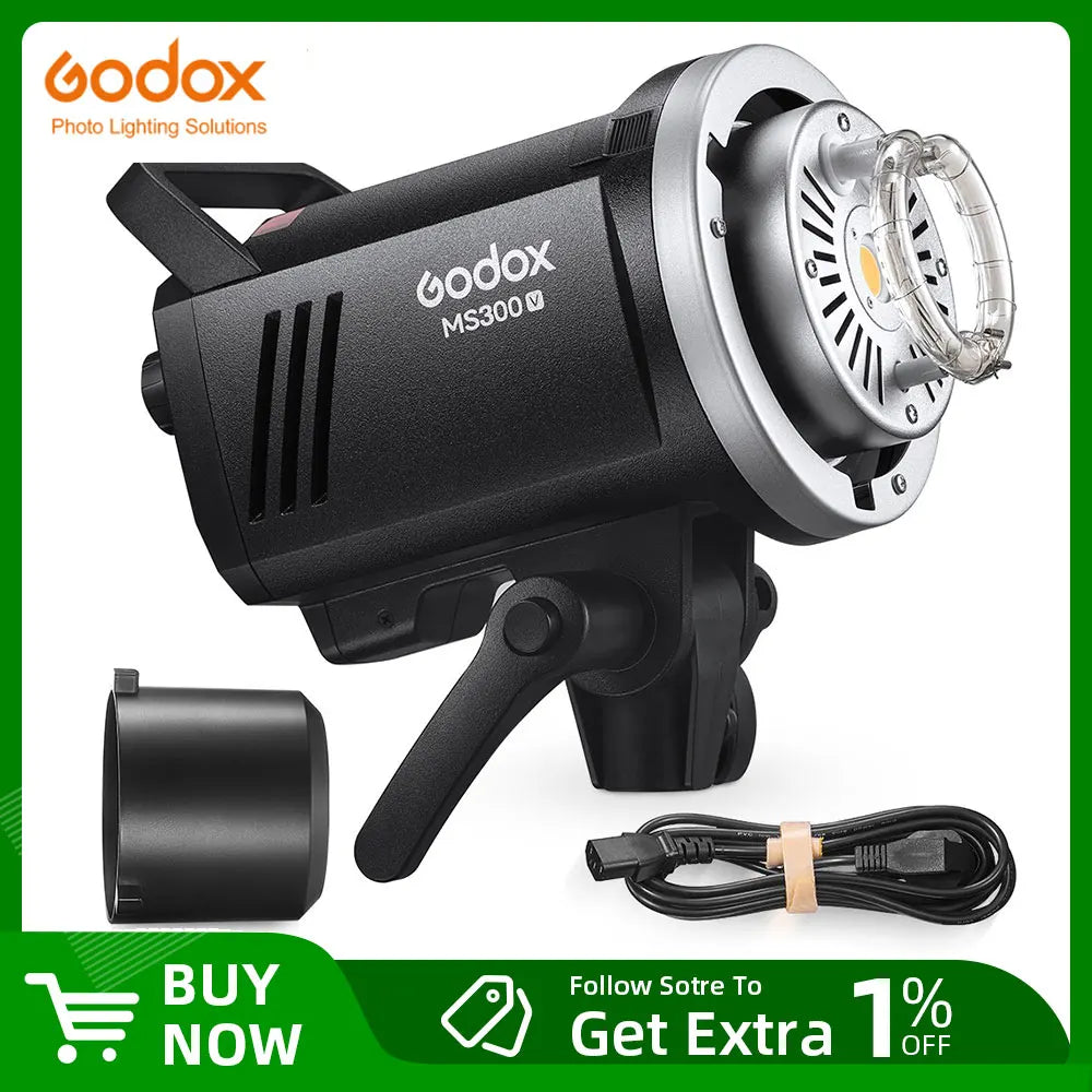 Godox MS300V LED Studio Flash Built-in 2.4G Wireless Receiver Lightweight Compact Bowens Mount LED Modeling Lam