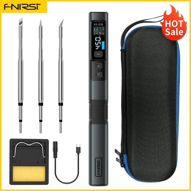 FNIRSI HS-02 Smart Electric Soldering Iron PD 100W Adjustable Constant Temperature Fast Heat Portable Soldering Iron Station Kit