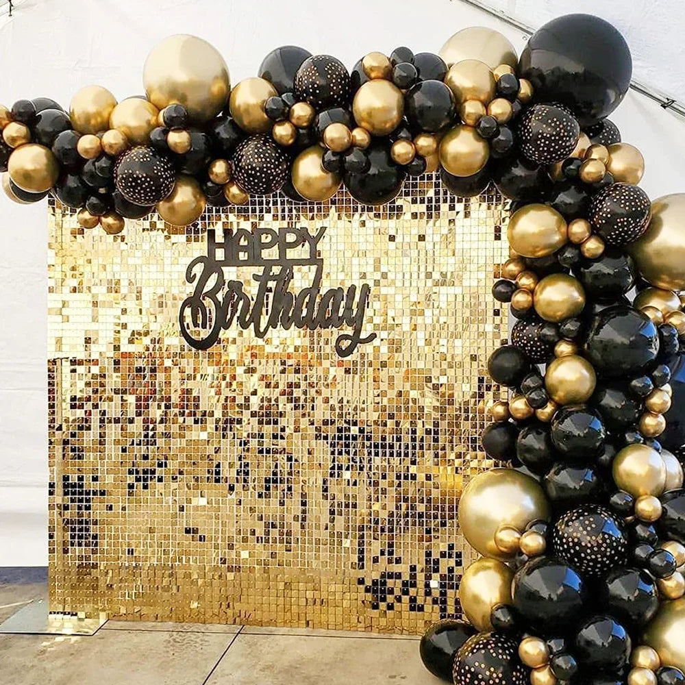 Glitter Sequins Background Wall Panel Gold Square Transparent Snap Panel Wedding Birthday New Year Party Decoration