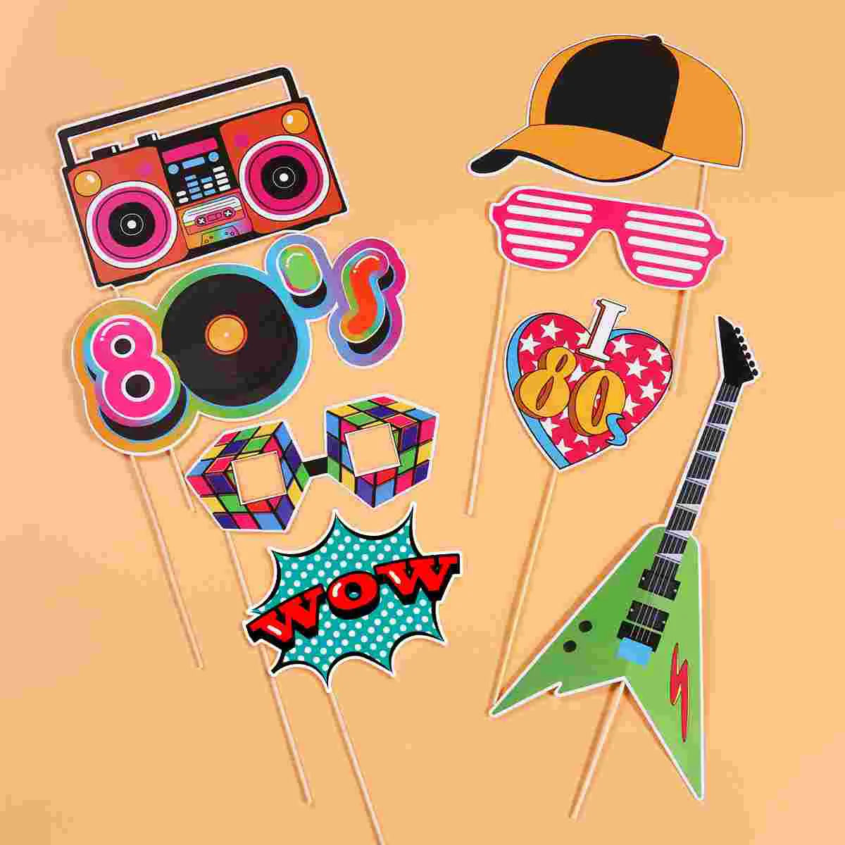 Party Photo Props Booth Decorations 70s 80s 90s Birthday Theme Accessory  Decoration Supplies