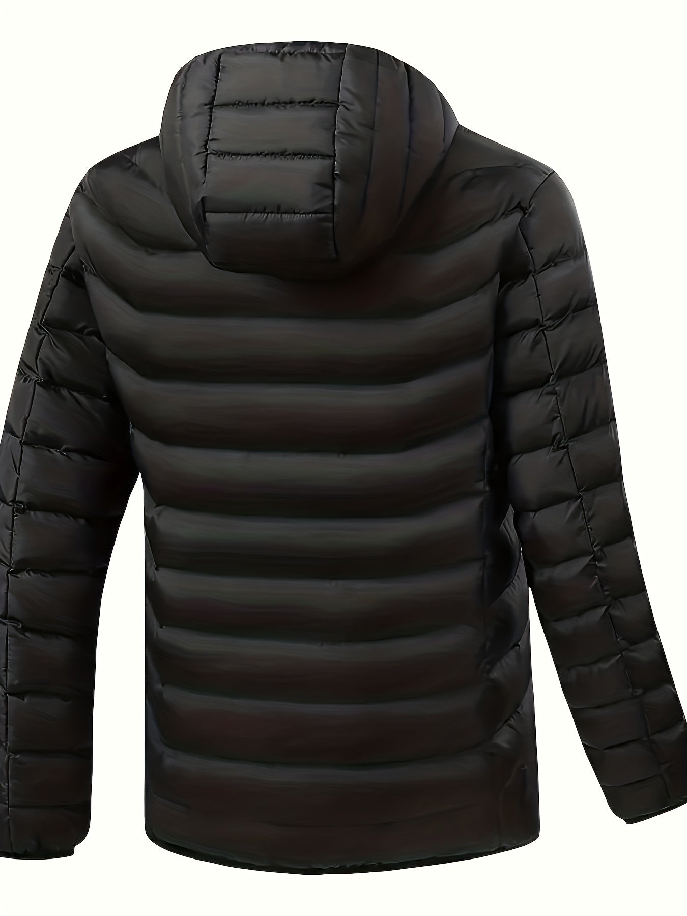 Men's Solid Color Heated, Heated Vest, Long Sleeved Zipper Hooded Jacket, Suitable For Winter Outdoor Use Excluding Power Bank